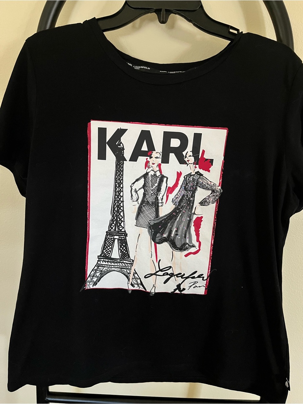 Karl Lagerfeld Black Logo Tee with White Print